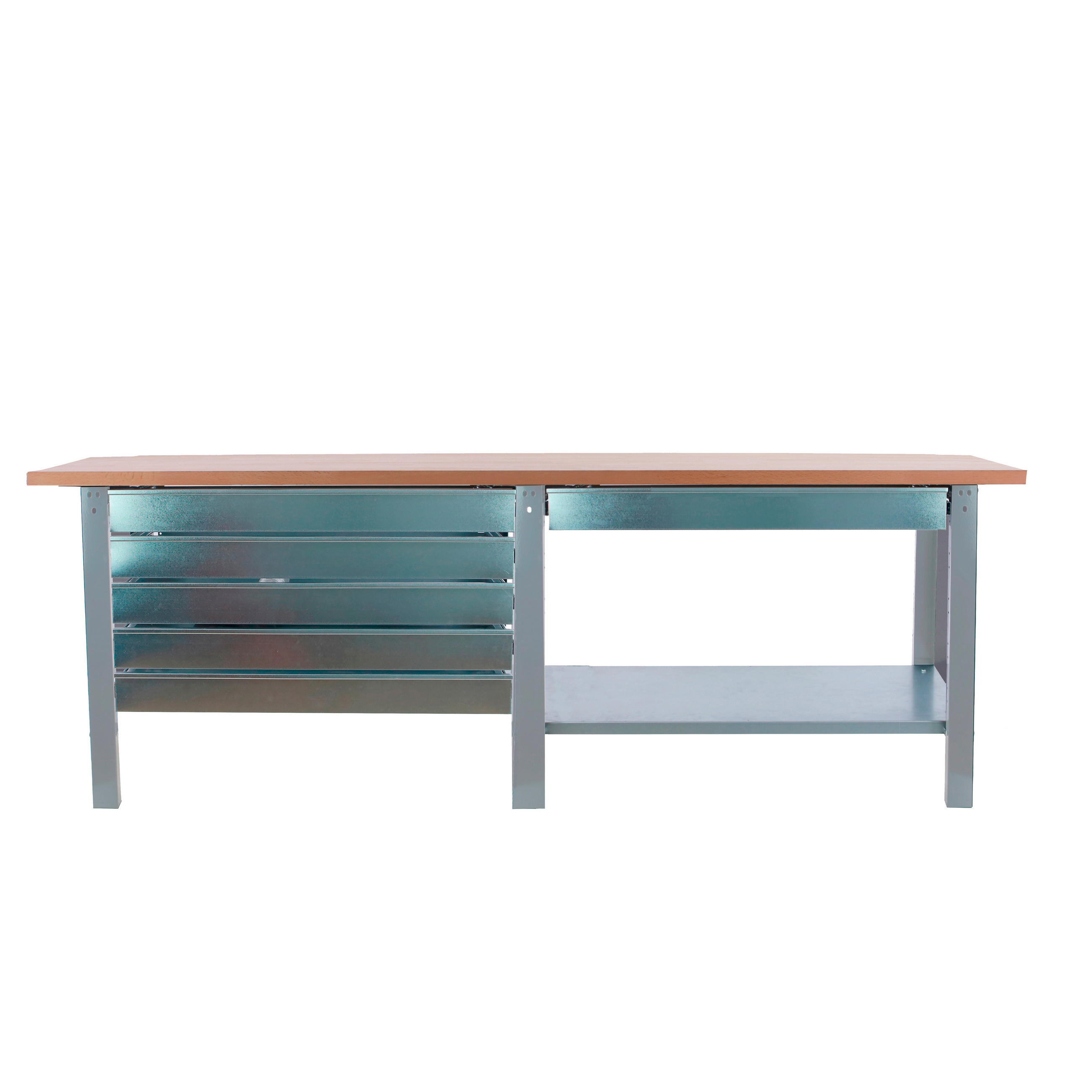WERKBANK Buffalo Wood mit 6x Schublade HxBxT 86,5 x 210 x 75 cm Traglast 1000 kg Grau - Grau, Metall (210/86.5/75cm) - PROREGAL
