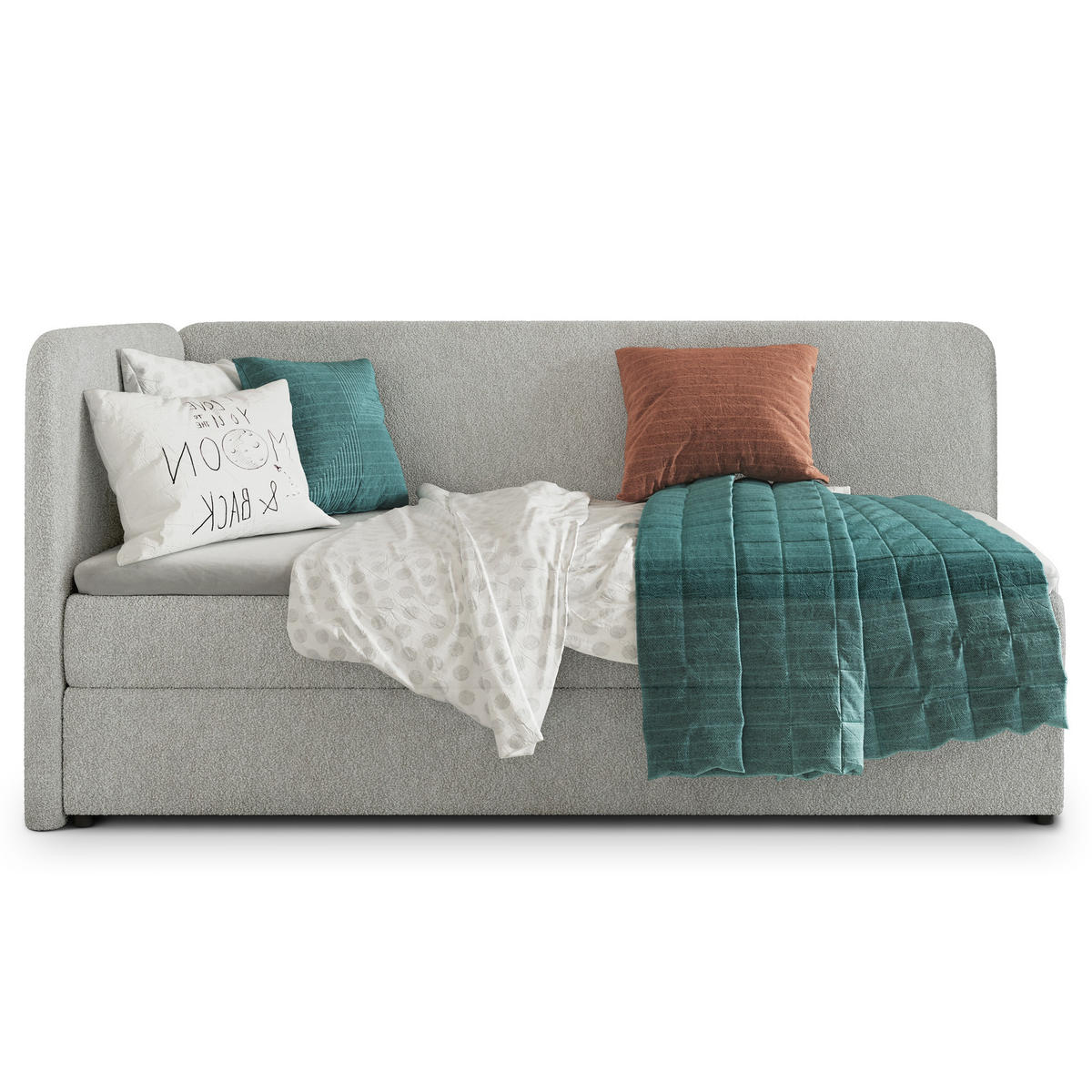 POSTEL BOXSPRING GINA 90x200 cm, s matrací a úložným prostorem, světle šedá - světle šedá, kompozitní dřevo/textil (90/200cm) - MASSENO