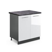 SPÜLENUNTERSCHRANK Fame-Line Weiß Hochglanz 80 cm, AP Anthrazit - Weiß Hochglanz/Anthrazit, Holzwerkstoff (80/82/60cm) - Vicco