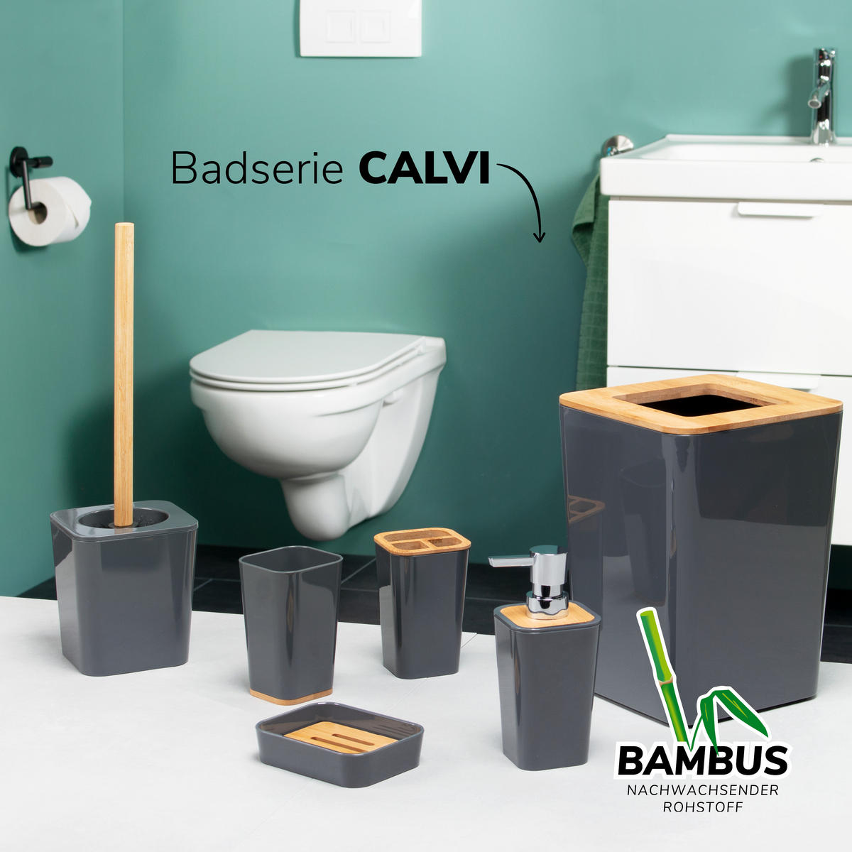 ZAHNBÜRSTENHALTER CALVI, grau - Grau, Kunststoff (7.4/11.5/7.4cm) - bremermann