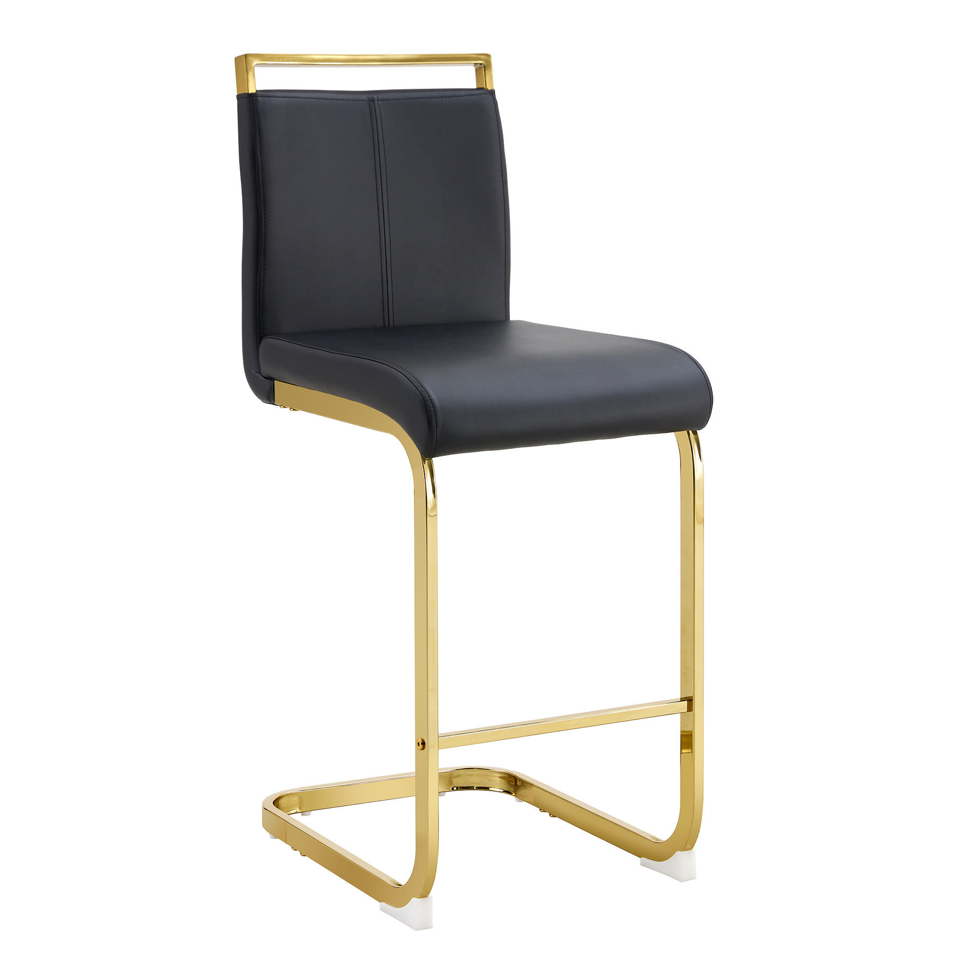 BARHOCKER 2er-Set 96,5 cm Metall/Kunstleder Schwarz Goldfarben - Schwarz, Metall (46.5/96.5/39.1cm) - Meubliv