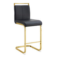BARHOCKER 2er-Set 96,5 cm Metall/Kunstleder Schwarz Goldfarben - Schwarz, Metall (46.5/96.5/39.1cm) - Meubliv
