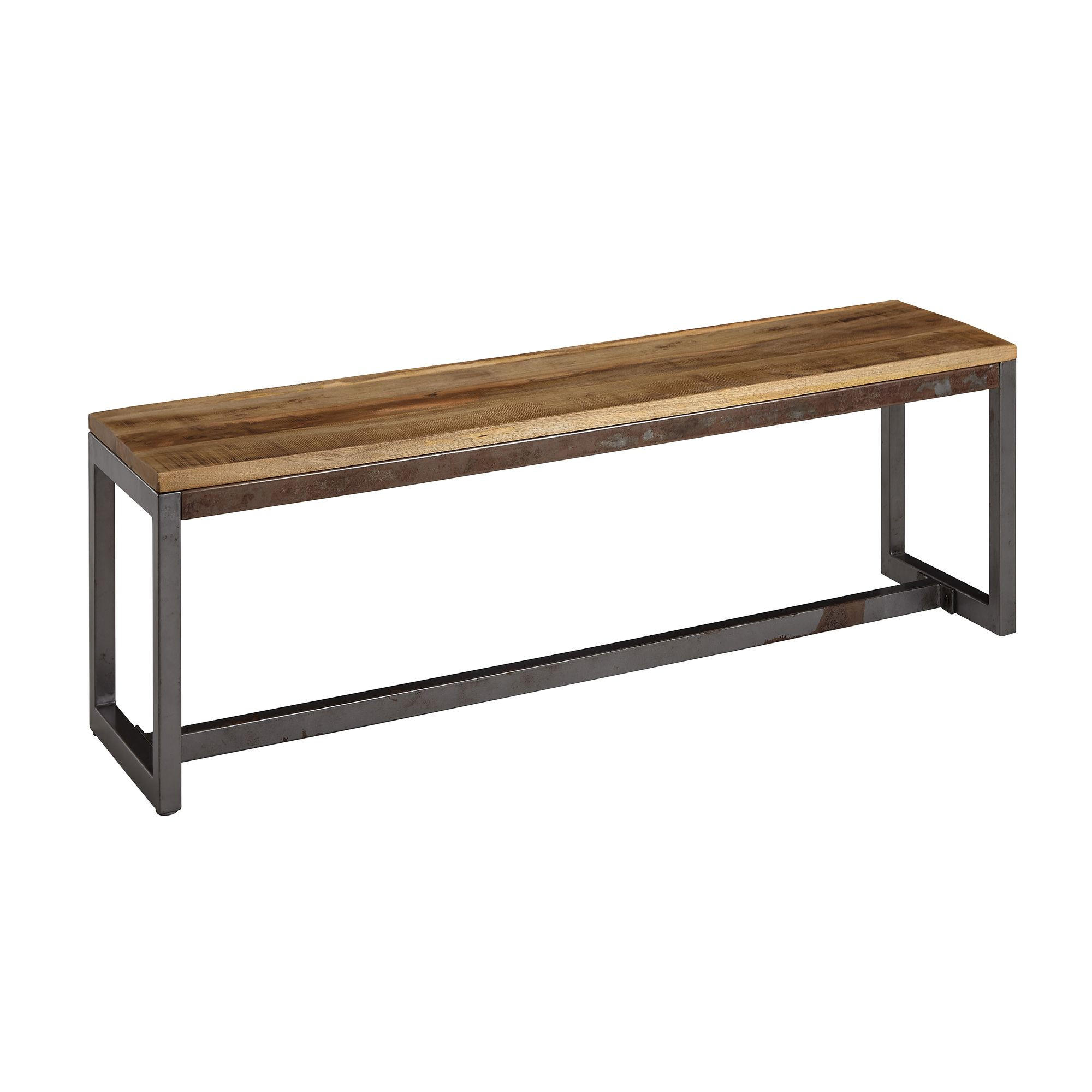 SITZBANK – Mango/Massivholz/Metall, 120x46x45 cm, ohne Lehne - Schwarz/Braun, Holz/Metall (45/46/120cm) - KADIMA DESIGN