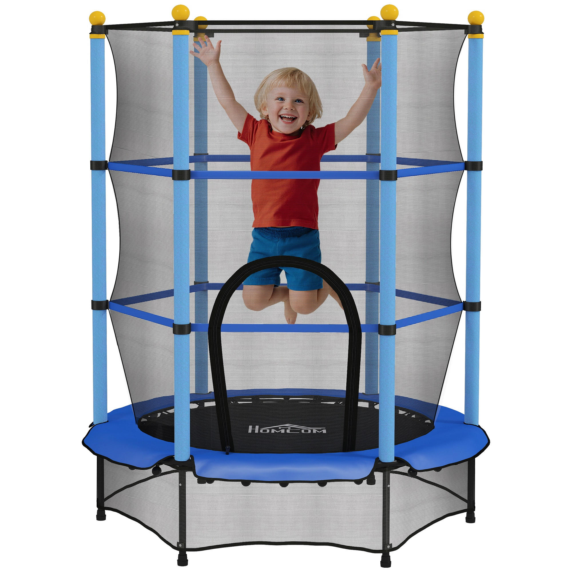 TRAMPOLIN DE-18987 Ø140 cm mit Sicherheitsnetz Blau - Blau, Metall (140/140cm) - ComfortXL