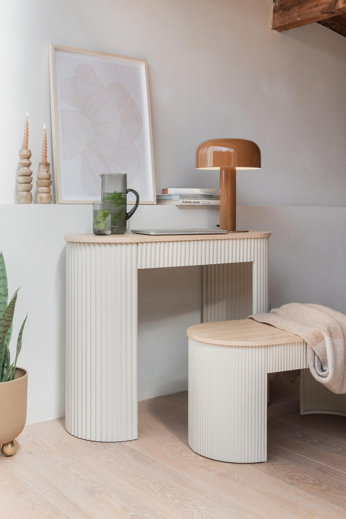 KERZENHALTER Formado Orange 7.5/7.5/23 cm - Beige, Holz (7.5/23/7.5cm) - Present Time