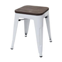 HOCKER INKL. HOLZ-SITZFLÄCHE Weiß - Weiß, Holz (39/45/39cm) - MCW