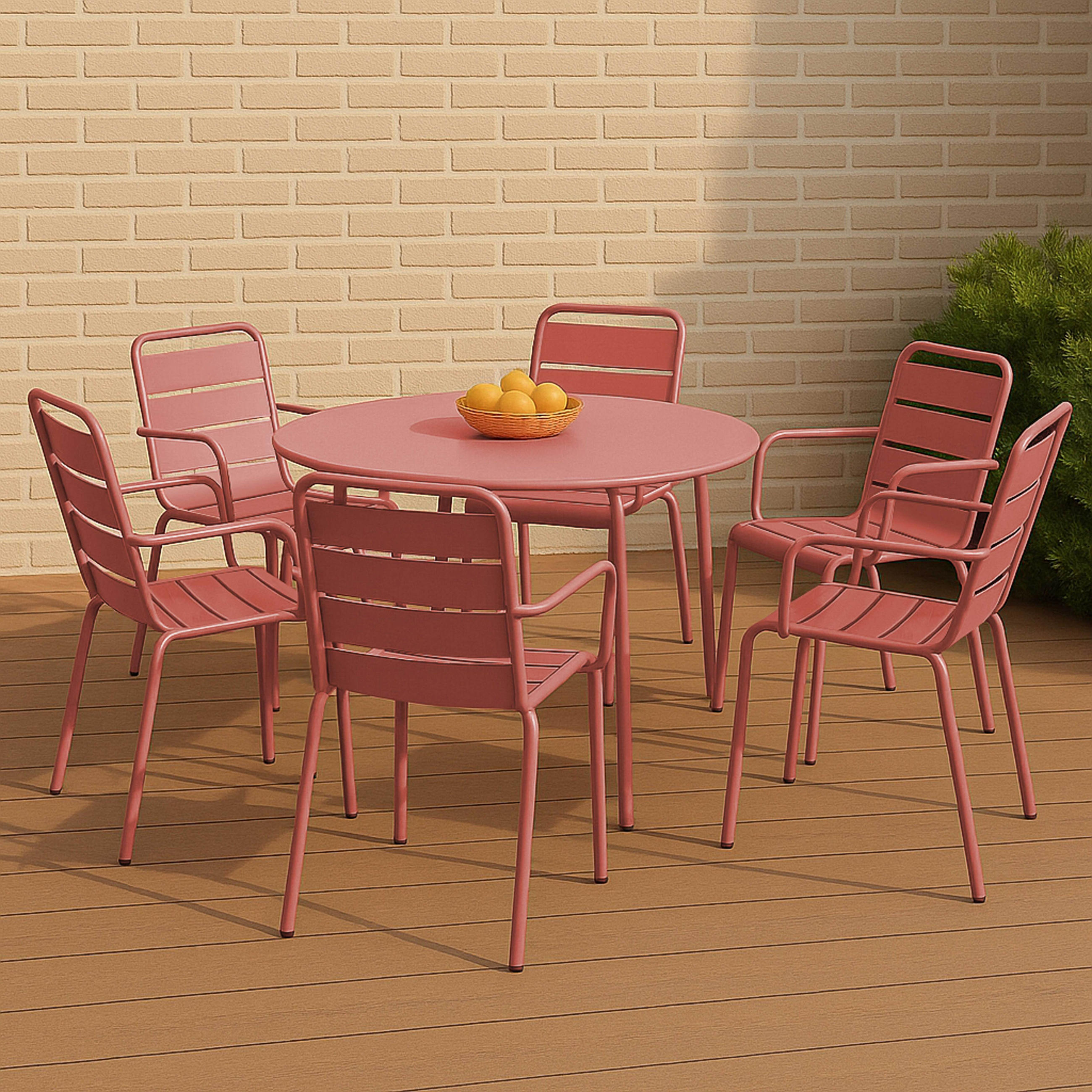GARTENSET 7-tlg., Lehm - Pink, Metall - Oviala