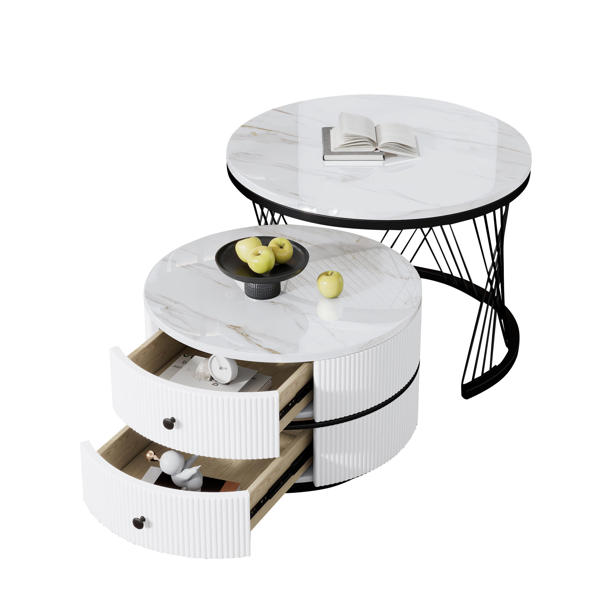 Ivmeu Couchtisch-Set Weiß 46x60x60 cm