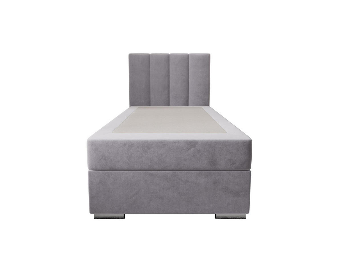 BOXBETT ZILANO 2 mit Matratze H3 und Topper 90x200 Itaka 50 rechts - Hellgrau, Holz/Textil (90/200cm) - Bedante