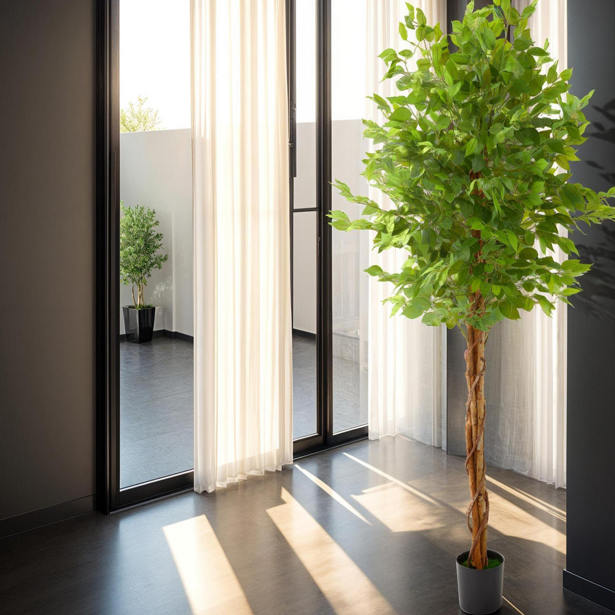 KÜNSTLICHER FICUSBAUM Fida, grün - Grün, Kunststoff (180cm) - tectake