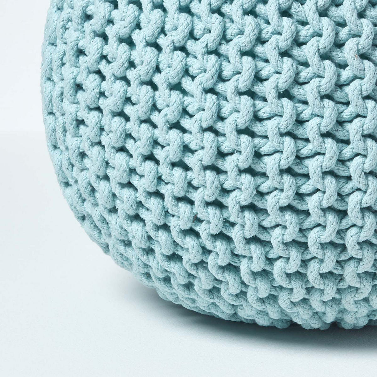 STRICK-POUF pastellblau, 40/40/35 cm - Hellblau, Textil (40/35/40cm) - Homescapes