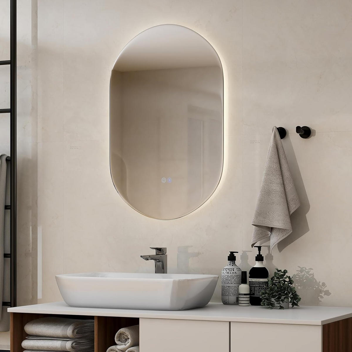 LED ZRKADLO proti zahmlievaniu, strieborné - strieborná, sklo (50/80/3cm) - COSTWAY