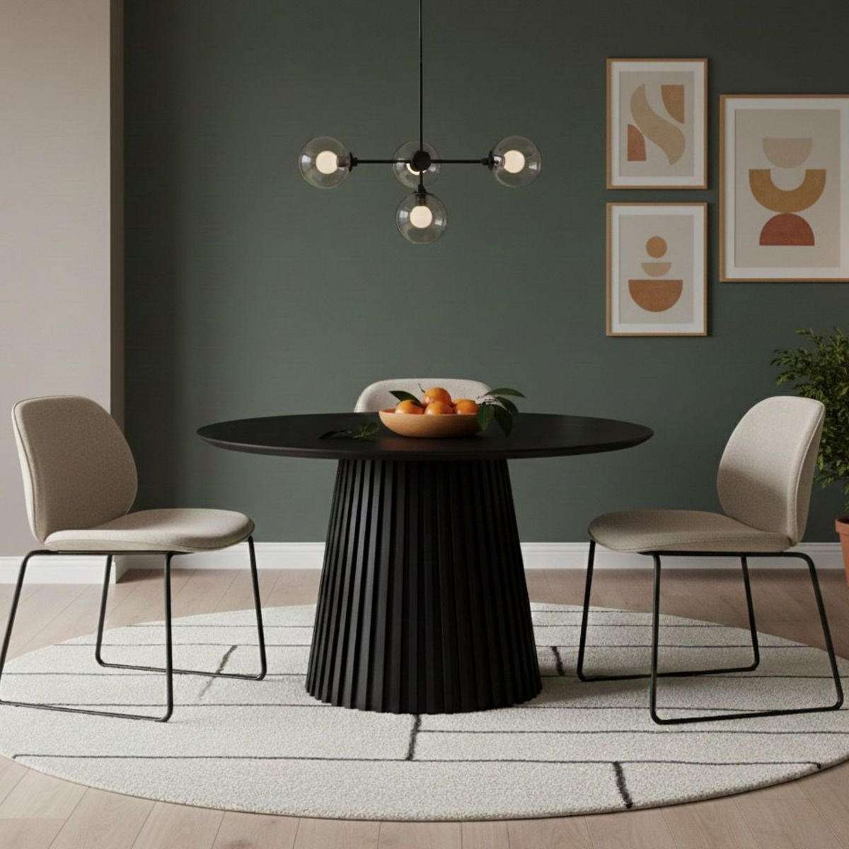 ESSTISCH Andria Eiche Schwarz rund 120 cm - Schwarz, Eichenholz/Metall (120/120/75cm) - Mr. Deko