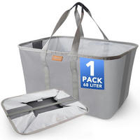 WÄSCHEKORB faltbar 68L extra flach 2 cm Grau - Grau, Textil (39/32/55cm)