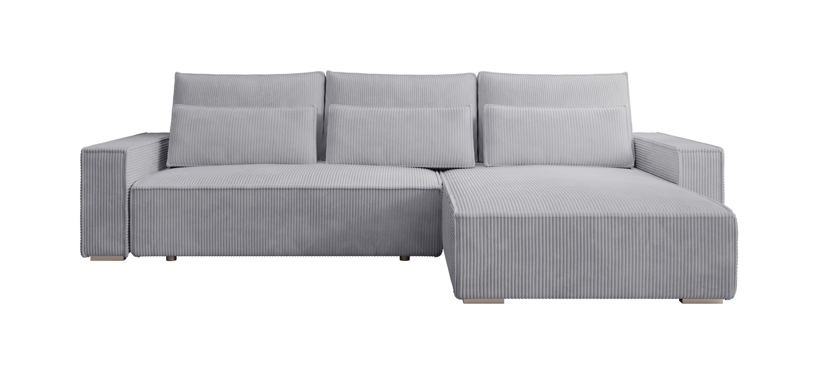 ECKSOFA Alice mit Bettkasten und Schlaffunktion, Cordstoff in L-Form - Grau, Textil (289/184cm)