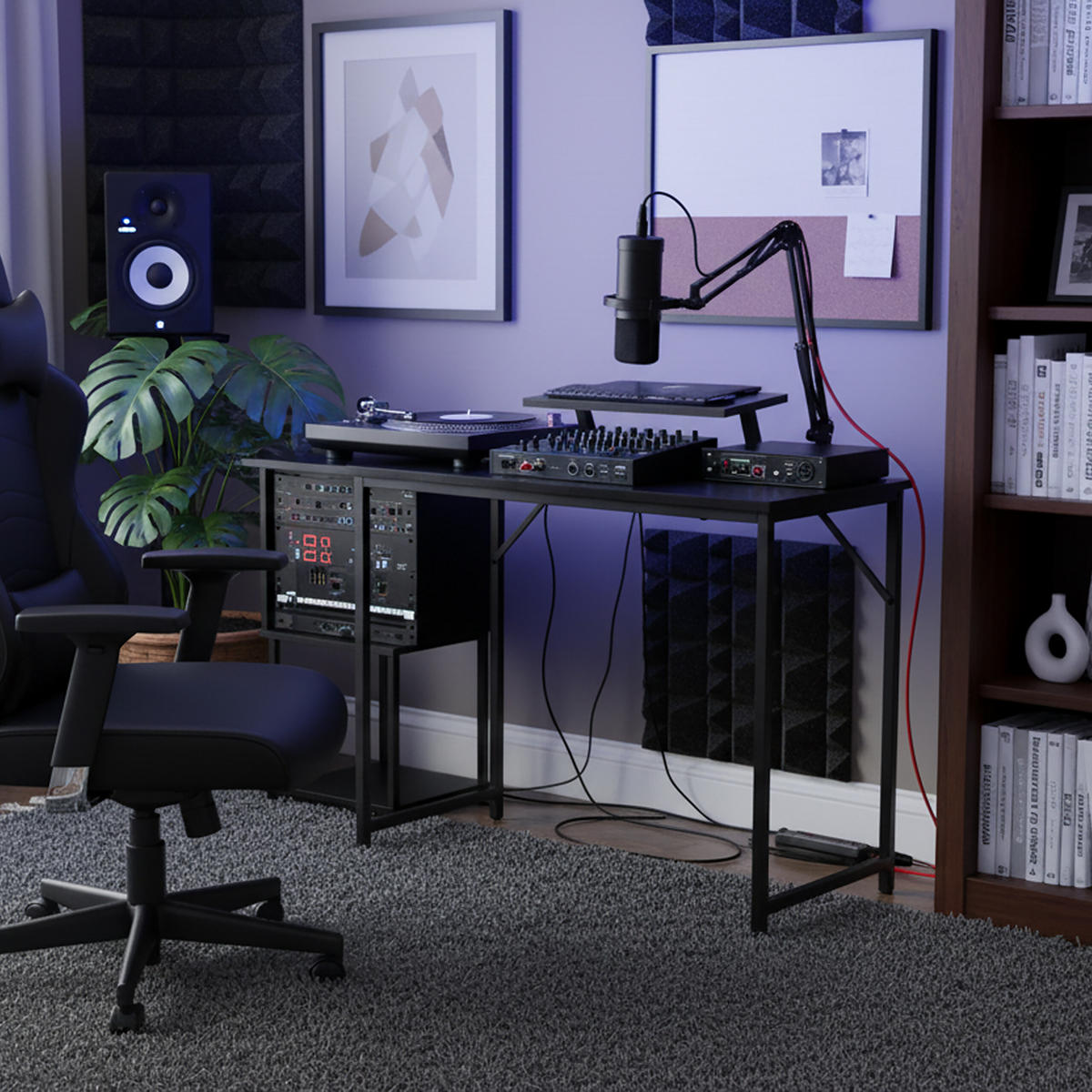 PÍSACÍ stôl - čierna, kov/kompozitné drevo (40/80/75cm) - Relaxdays