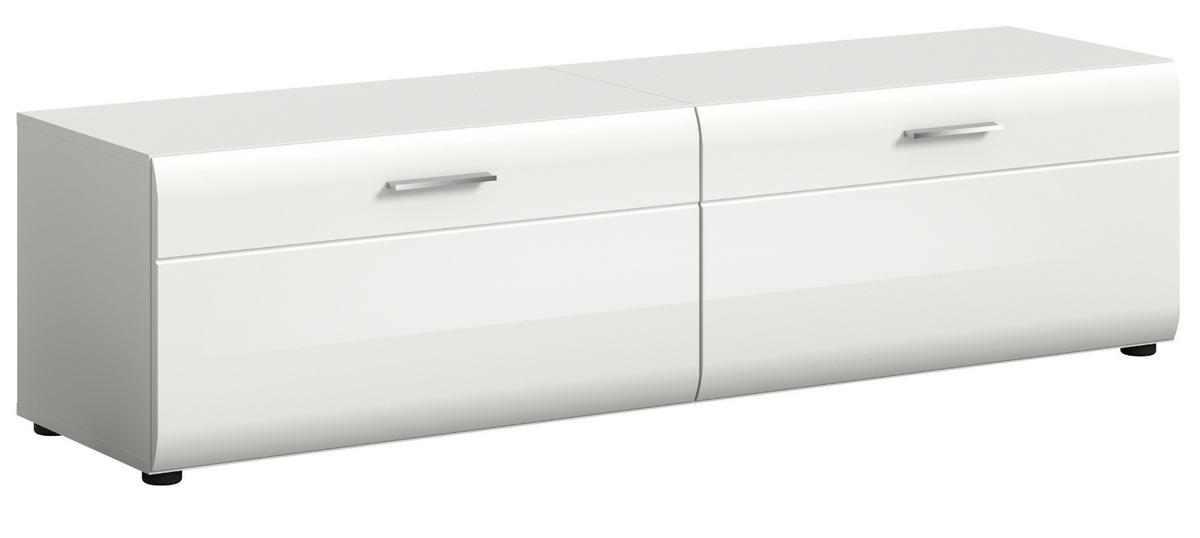 TV-LOWBOARD weiß Hochglanz, TV Unterteil 160 x 41 cm - Weiß Hochglanz/Silberfarben, Holzwerkstoff/Kunststoff (160/41/40cm) - Inn.Furn