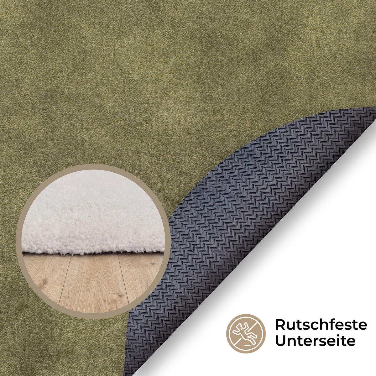 KOBERCE - Textúra - abstraktná - zelená - 150x150 cm - olivovozelená, textil/plast (150/0.4cm) - OnlyWow
