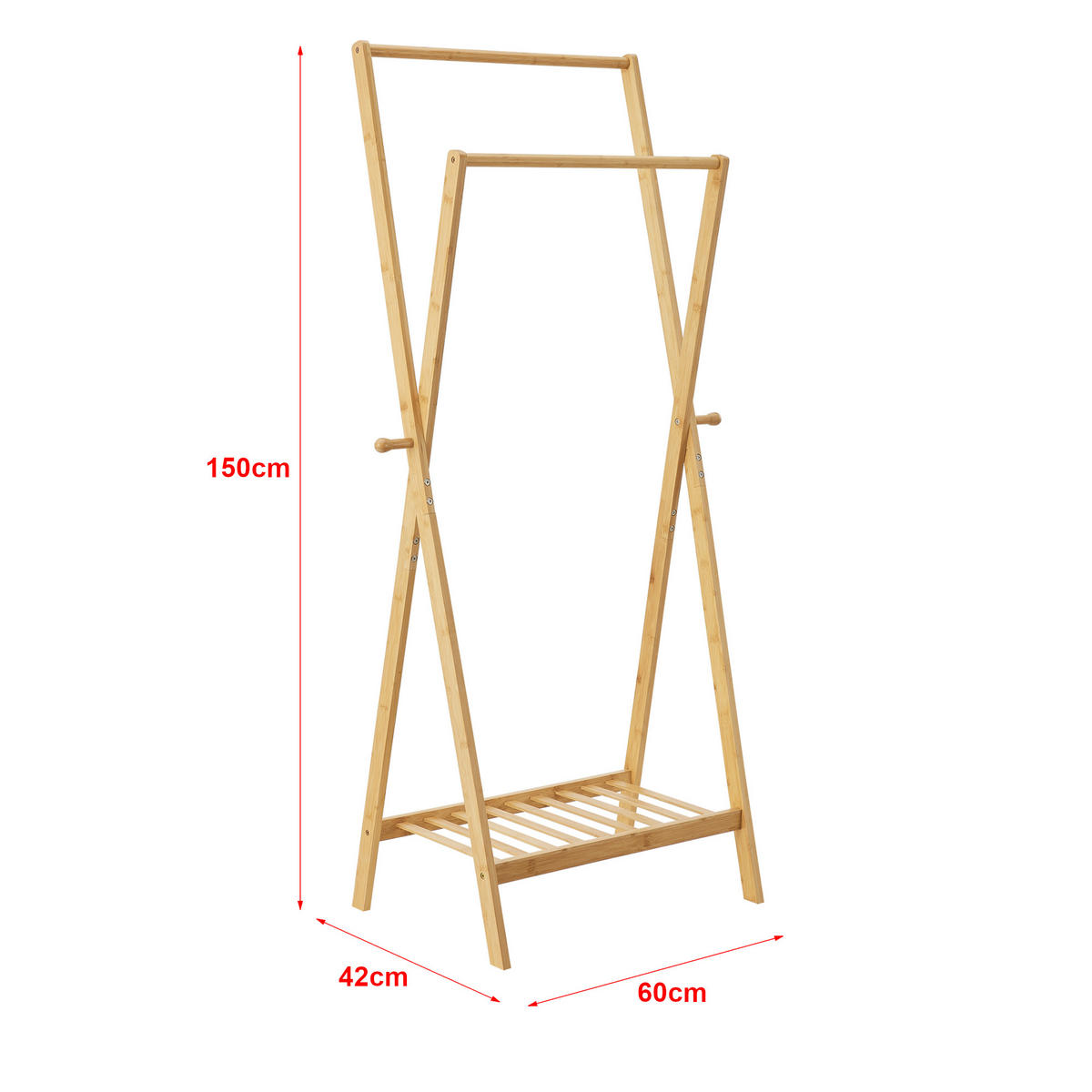 GARDEROBENSTÄNDER Keitele - Naturfarben, Holz (60/150/42cm) - [en.casa]