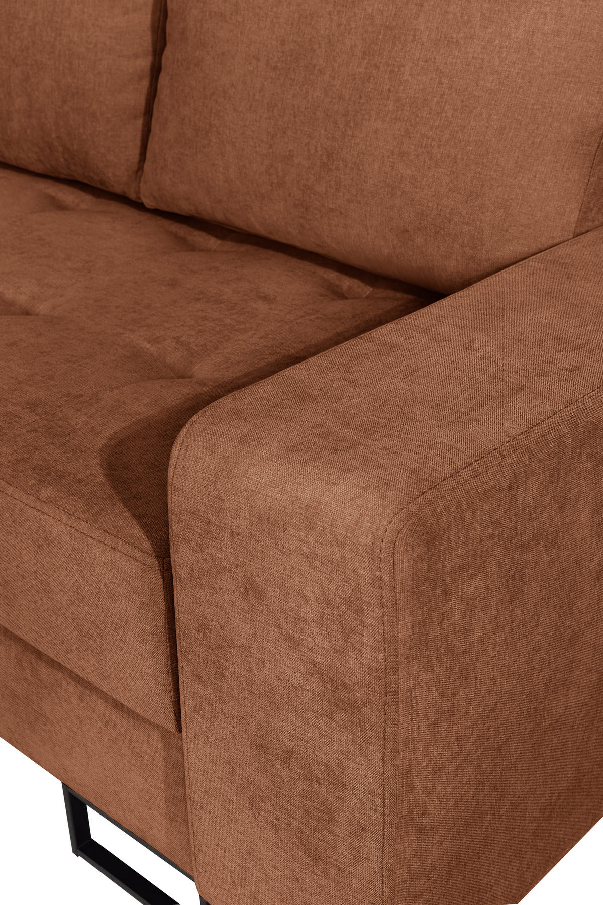 ECKSOFA mit Schlaffunktion Rechts Rostrot Chenille - 245x200 cm - Trevi - Terracotta/Schwarz, Holz/Holzwerkstoff (245/200cm) - Ravio