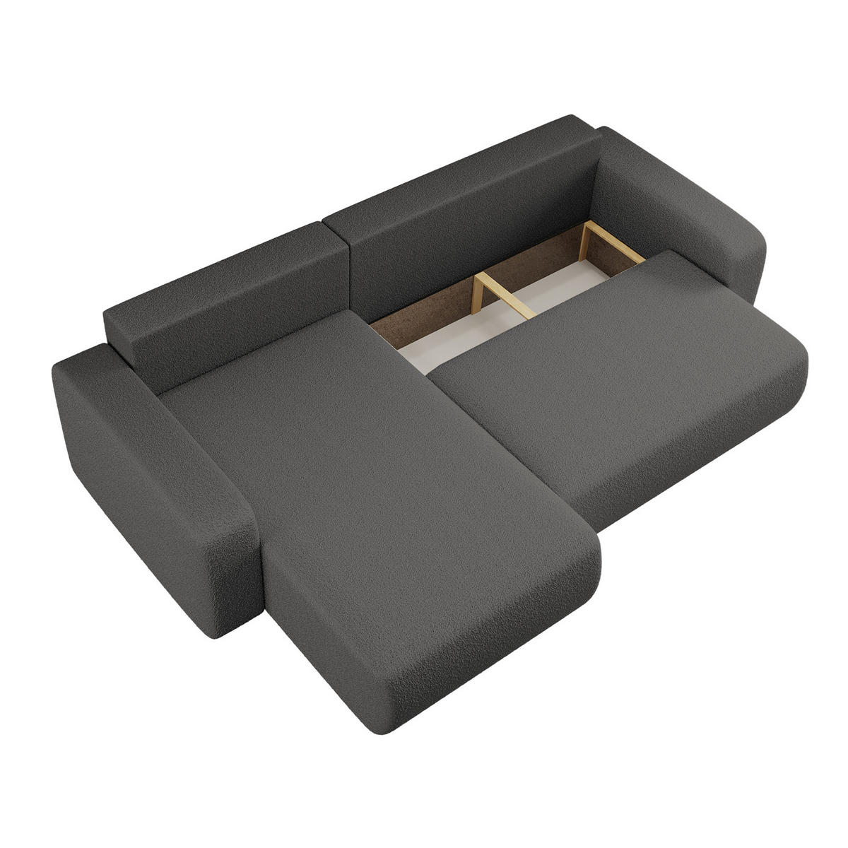 SCHLAFSOFA MILANO XL Und Bettkasten Stoff Quelle Graphit Links - Graphitfarben, Holz (145/82/274cm) - Kaiser Möbel