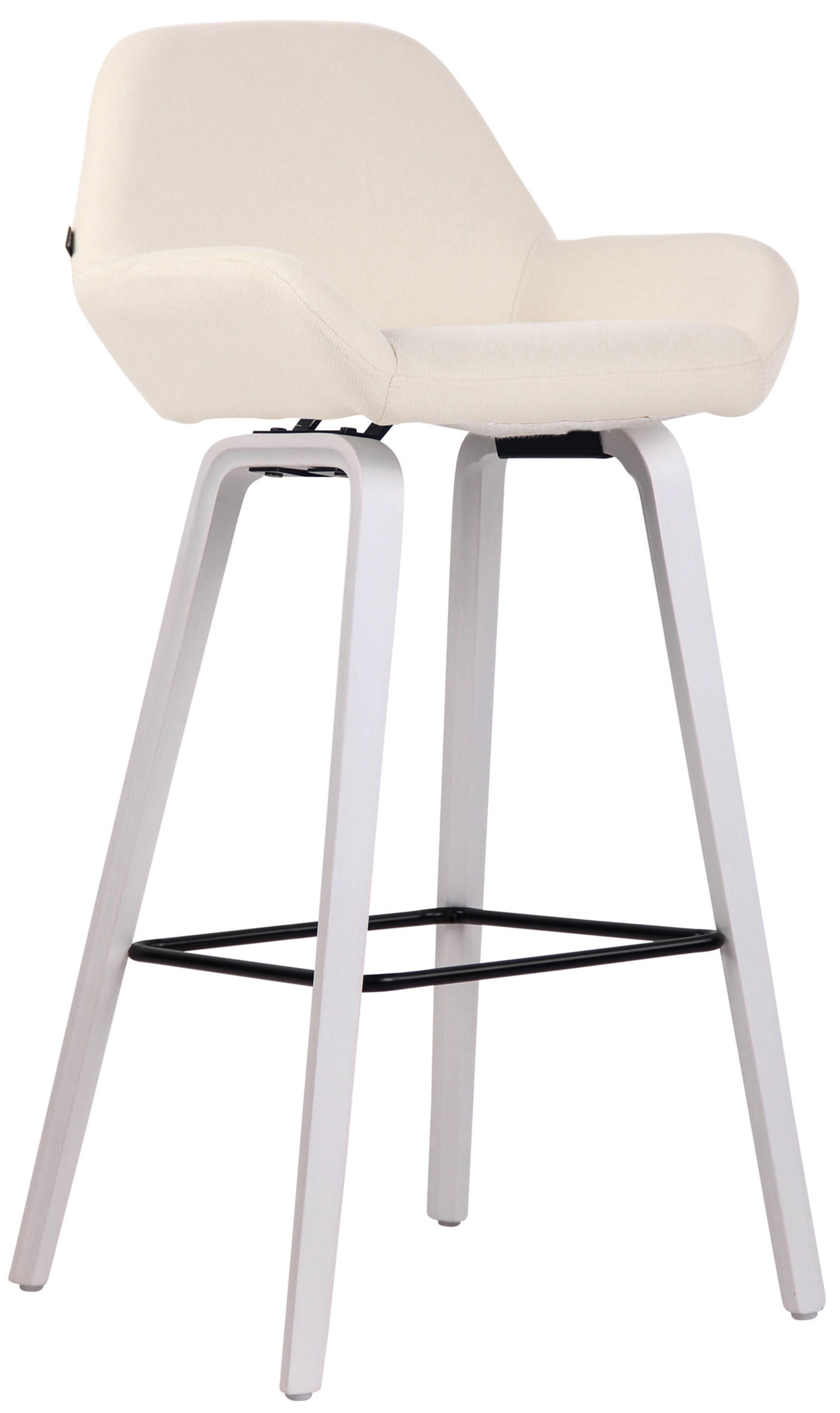 BARHOCKER Newnan, 4-Fuß Gestell weiß (Eiche), Stoff Creme - Creme/Weiß, Holz/Textil (52/100/51cm) - TPFLiving