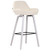 BARHOCKER Newnan, 4-Fuß Gestell weiß (Eiche), Stoff Creme - Creme/Weiß, Holz/Textil (52/100/51cm) - TPFLiving