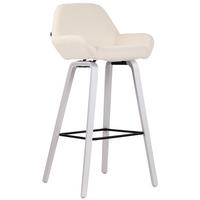 BARHOCKER Newnan, 4-Fuß Gestell weiß (Eiche), Stoff Creme - Creme/Weiß, Holz/Textil (52/100/51cm) - TPFLiving