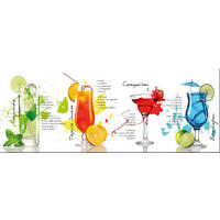 GLASBILD 80x30 cm Küche Cocktails bunt - Multicolor, Glas (80/30cm) - artissimo