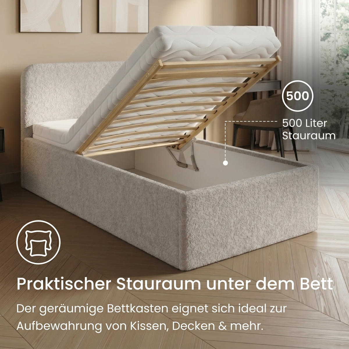 POLSTERBETT 100x200 cm Bouclé Silber - Silberfarben, Textil (100/200cm) - Home Collective