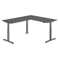 ECKSCHREIBTISCH elektrisch höhenverstellbar L-Form 220/180/74 cm in Graphitfarben/Graphitfarben - Graphitfarben, Holzwerkstoff (220/180/74cm) - bümö