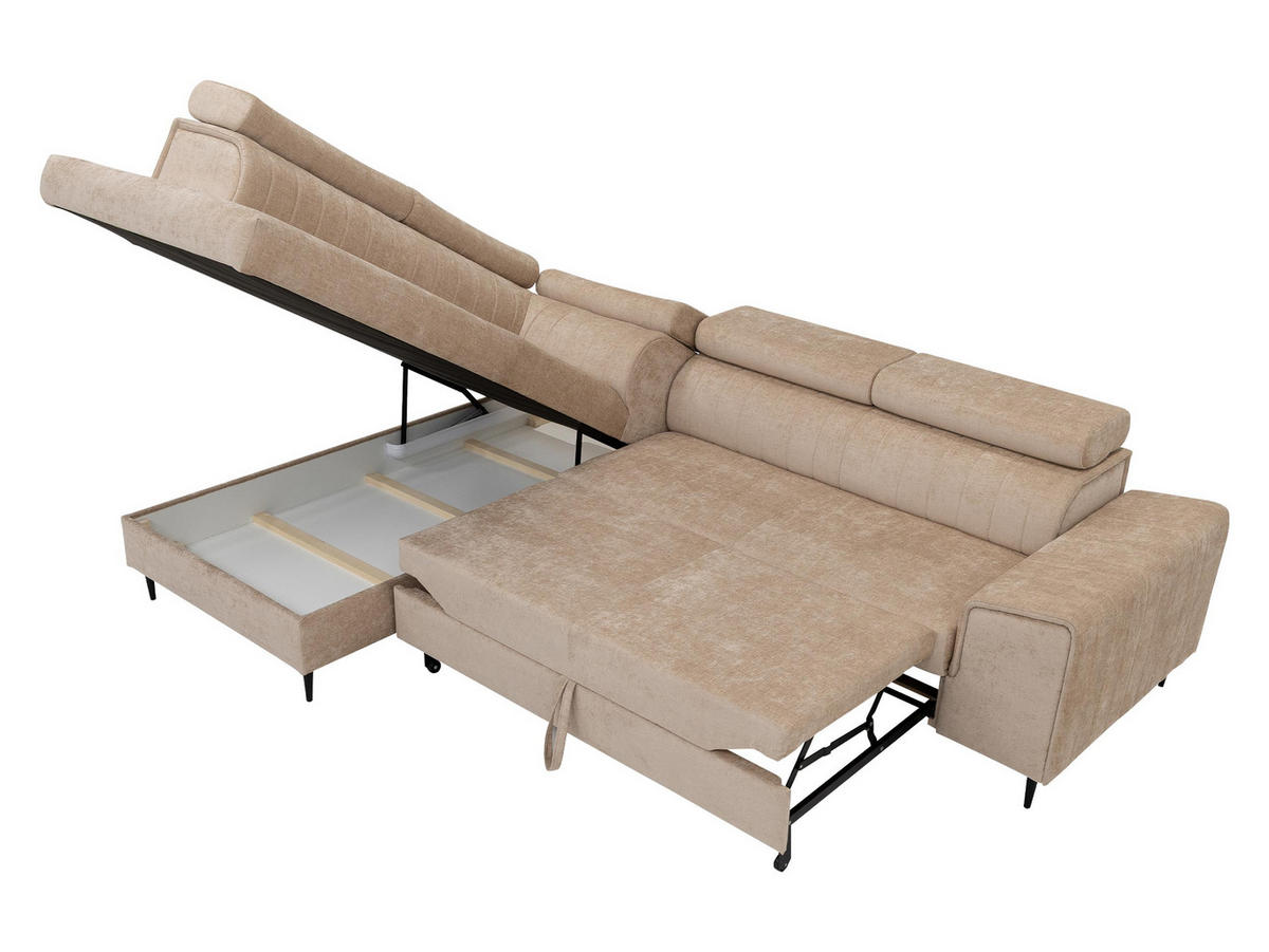 ECKSOFA Kadurin, Seite: Rechts - Dunkelbraun/Schwarz, Holz/Kunststoff (276/206cm) - MIRJAN24