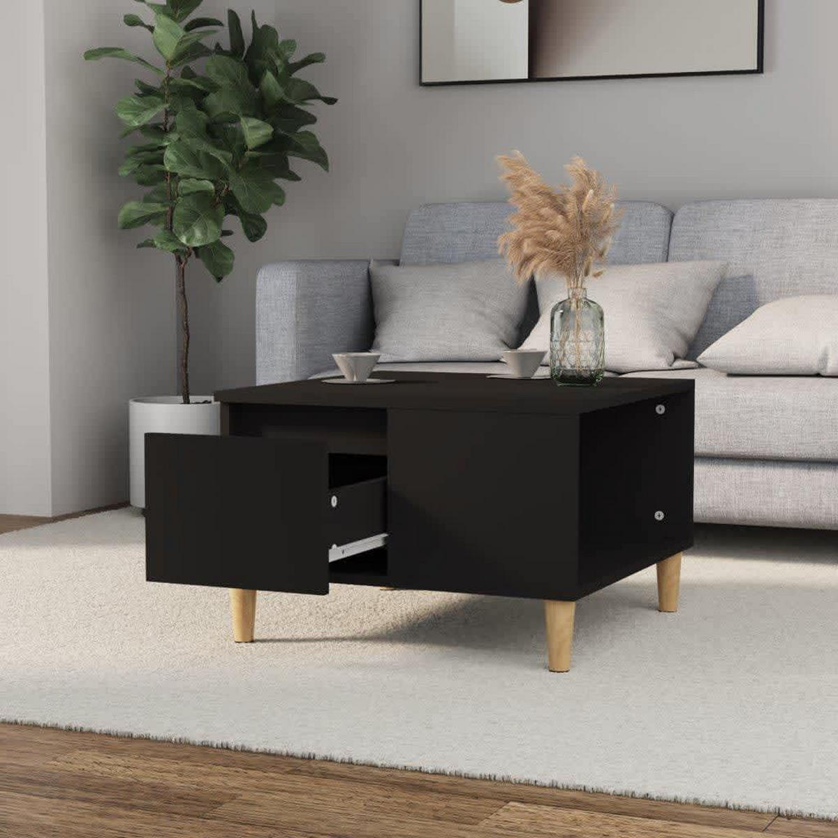 COUCHTISCH Schwarz 55x55x36,5 cm Holzwerkstoff - Schwarz, Holzwerkstoff (55/55/36.5cm) - furnicato