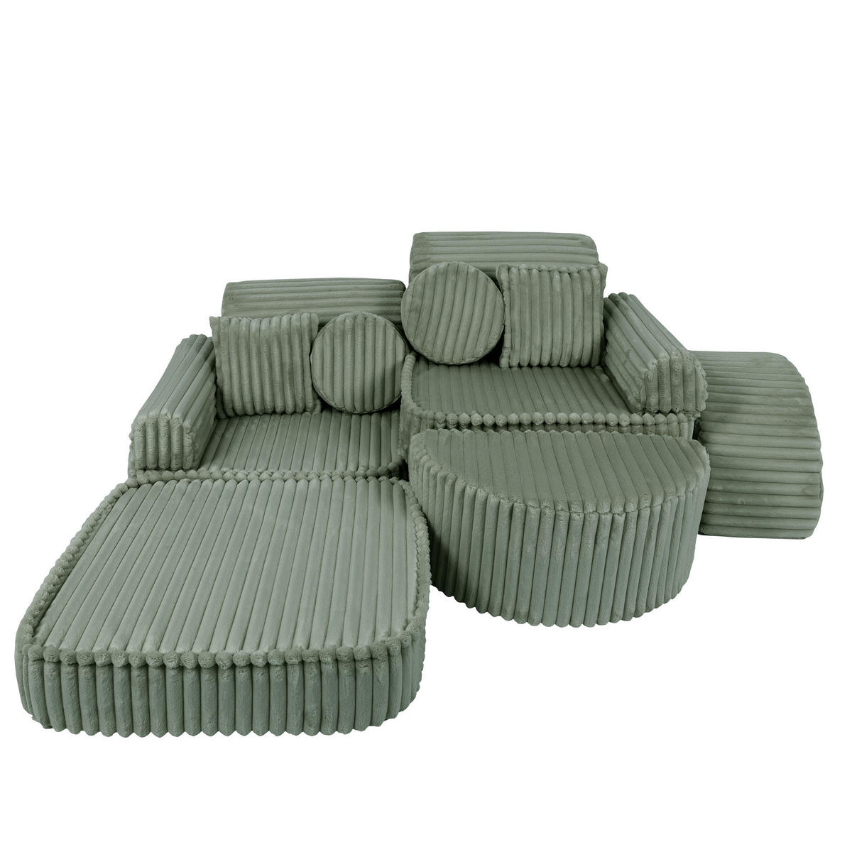 KINDERSOFA, Pocket Max, Churros, Salboliv - Olivgrün, Textil (120/25/60cm) - MeowBaby