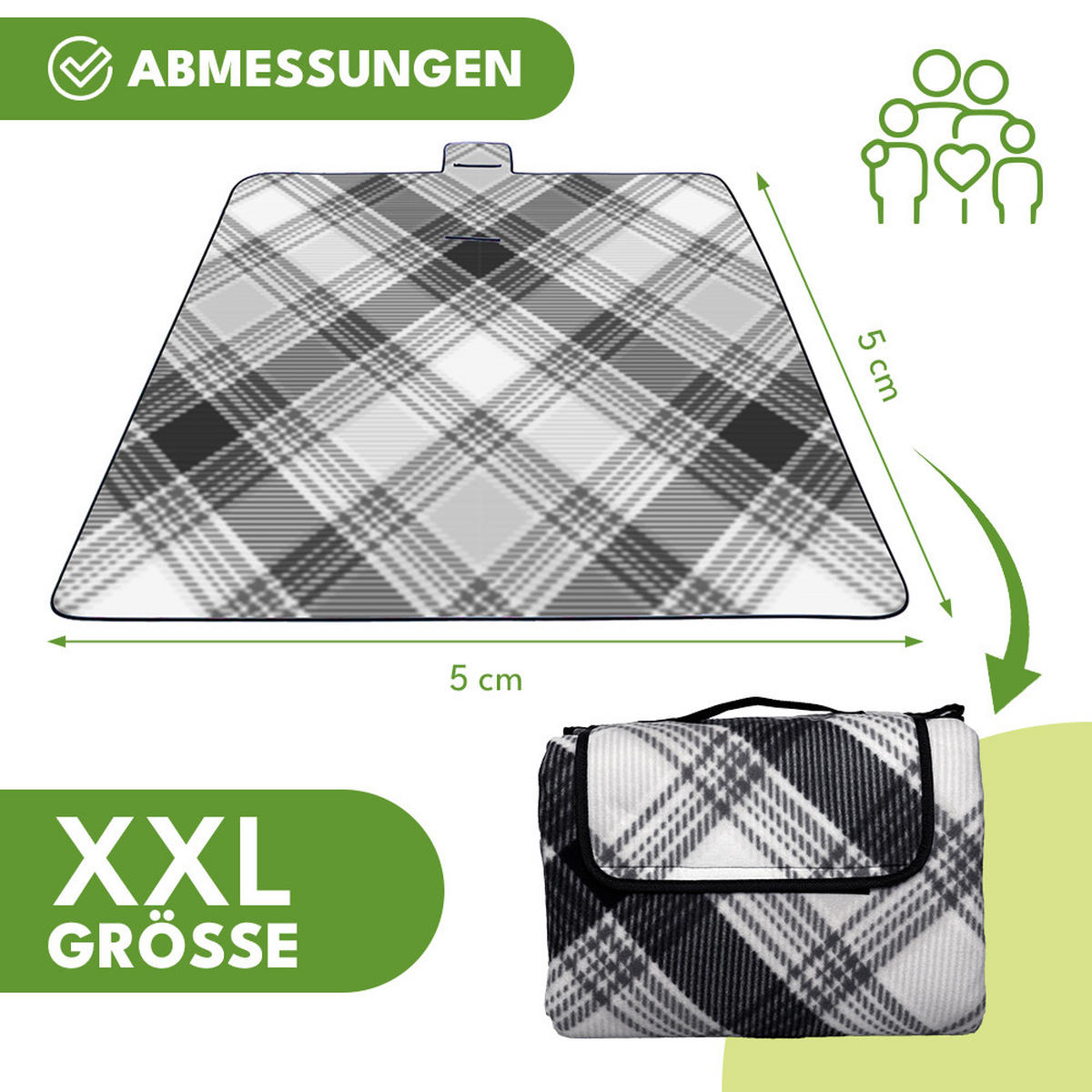PICKNICKDECKE - Schwarz, Textil (200/200cm) - KRUMAD