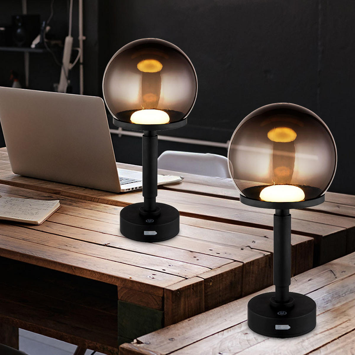 LED TISCHLEUCHTE Haku Schwarz - Schwarz, Kunststoff (15/15/31.5cm) - Globo Lighting