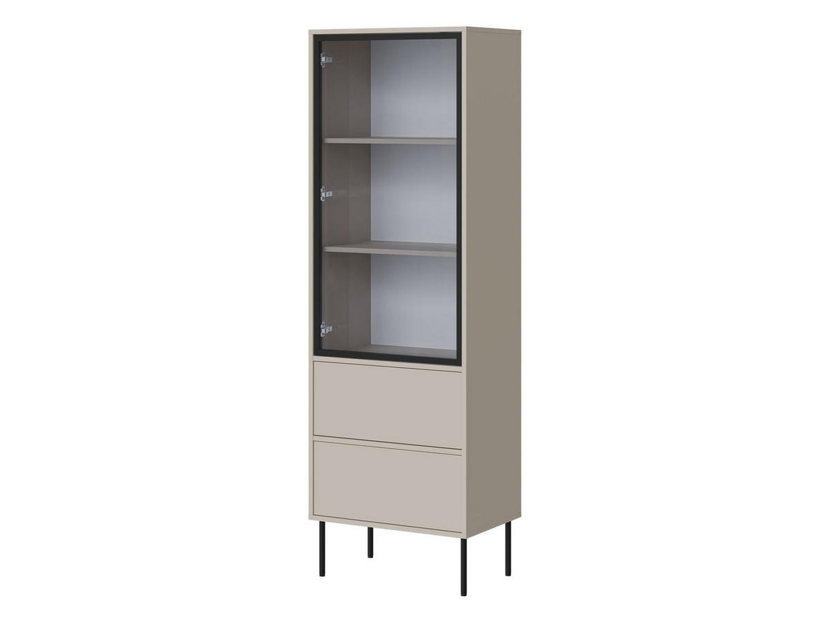 VITRINE Domi 60 2S - Kaschmir/Schwarz, Holzwerkstoff/Metall (60/185/40cm) - MIRJAN24