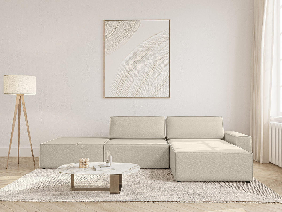 ECKSOFA Lummo Re mit Schlaffunktion, Beige - Beige, Textil (323/185cm) - Fedve