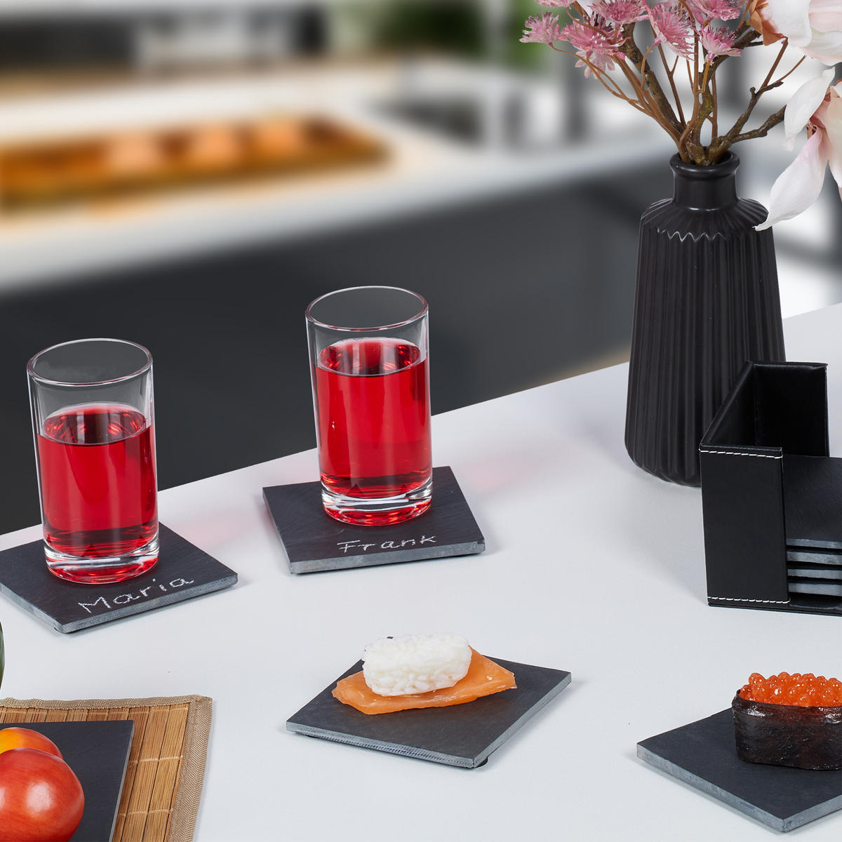 8XBRIDLICOVÉ podložky - viacfarebná, drevo/kameň (12/12cm) - Relaxdays