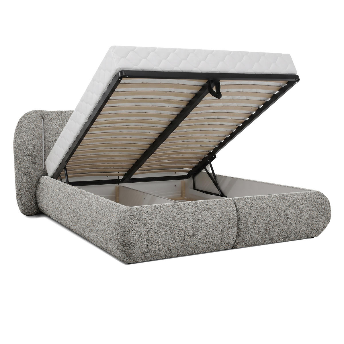 POLSTERBETT Corfu, LED-Beleuchtung, Bettkasten und Taschenfedernmatratze 26 cm, 180x200, Grau - Grau, Textil (180/200cm) - Beautysofa