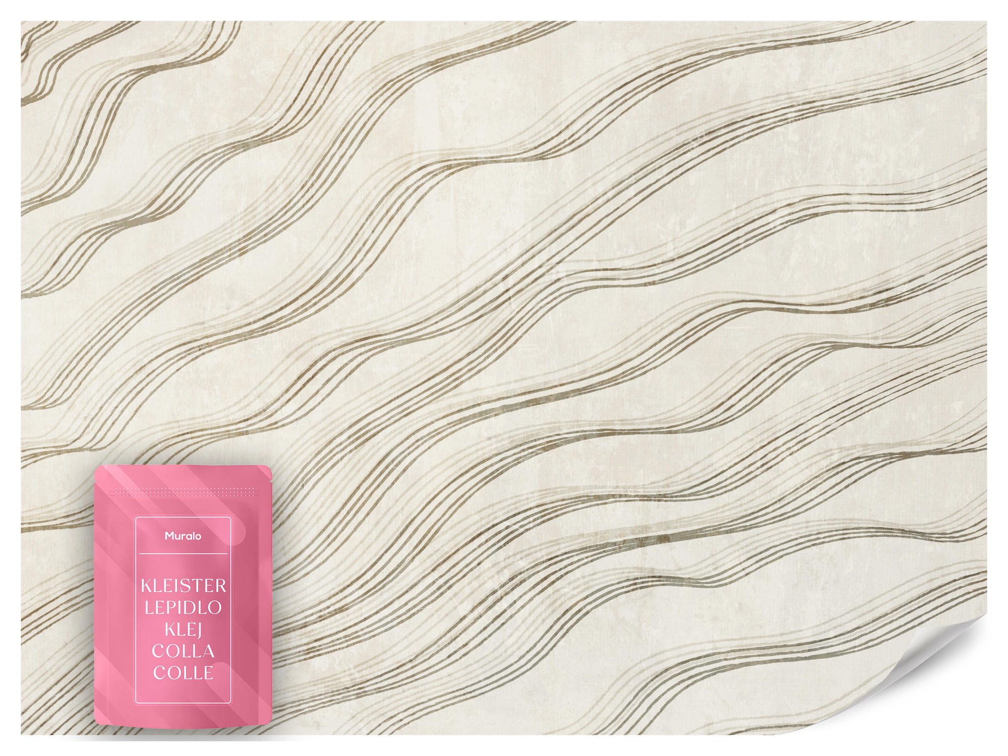 FOTOTAPETE für Wohnzimmer Beige Wellen Abstraktion 300x210 - Beige, Papier (300/210cm) - Muralo