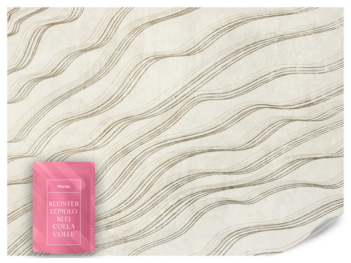 FOTOTAPETE für Wohnzimmer Beige Wellen Abstraktion 300x210 - Beige, Papier (300/210cm) - Muralo