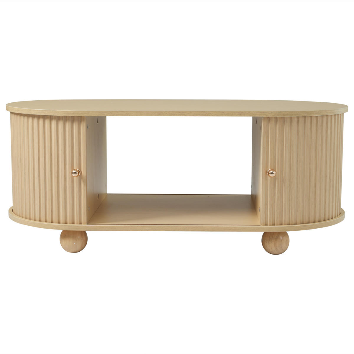 COUCHTISCH in Naturfarben mit Stauraum und Schiebetüren für Wohnzimmer, B100/T50/H40 cm - Naturfarben, Holz/Holzwerkstoff (50/100/40cm) - STILVORA