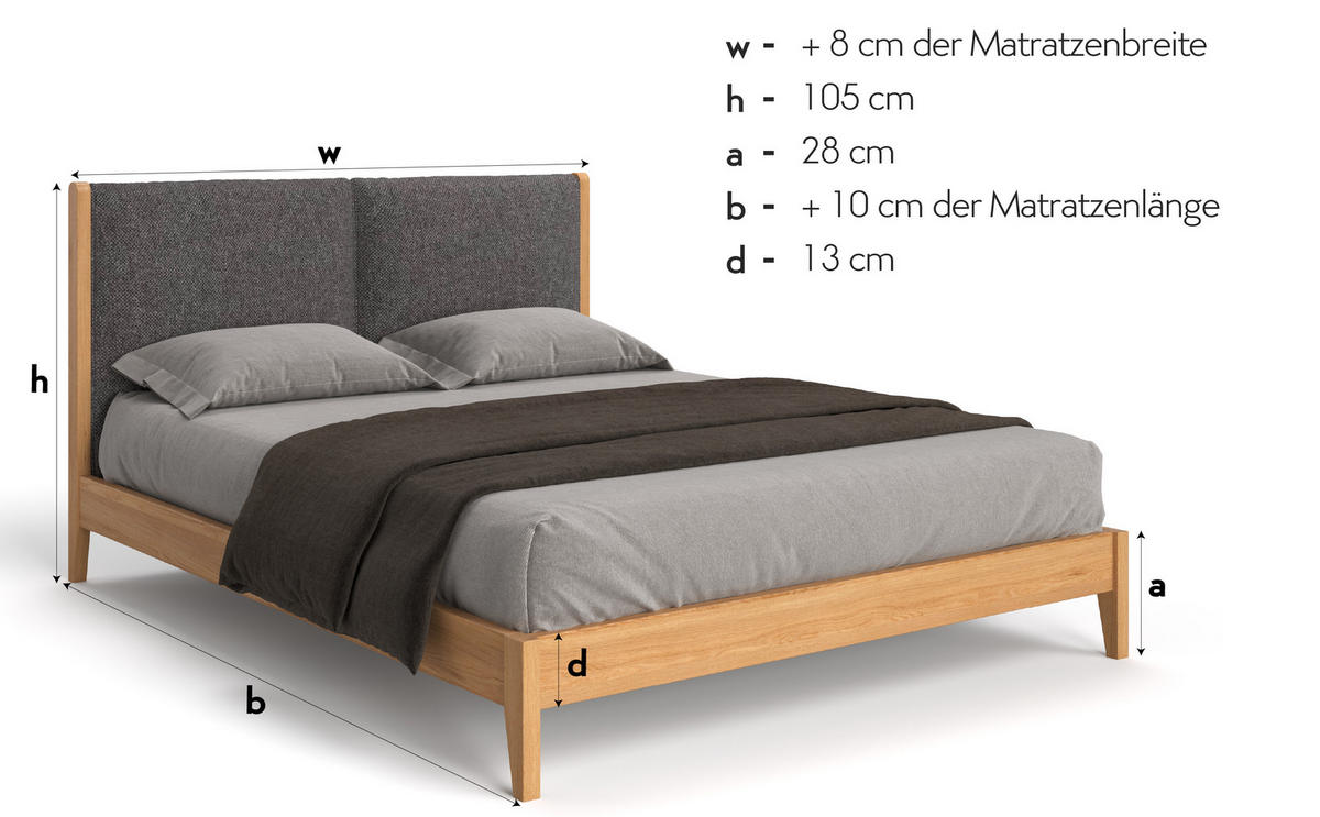MASSIVHOLZBETT Vena aus Eiche 180x200 cm - Eichefarben/Braun, Holz (180/200cm) - Danzz