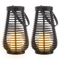 LED SOLARLAMPE Feuer-Effekt Schwarz - Schwarz, Kunststoff (18/18/26cm) - Nowa