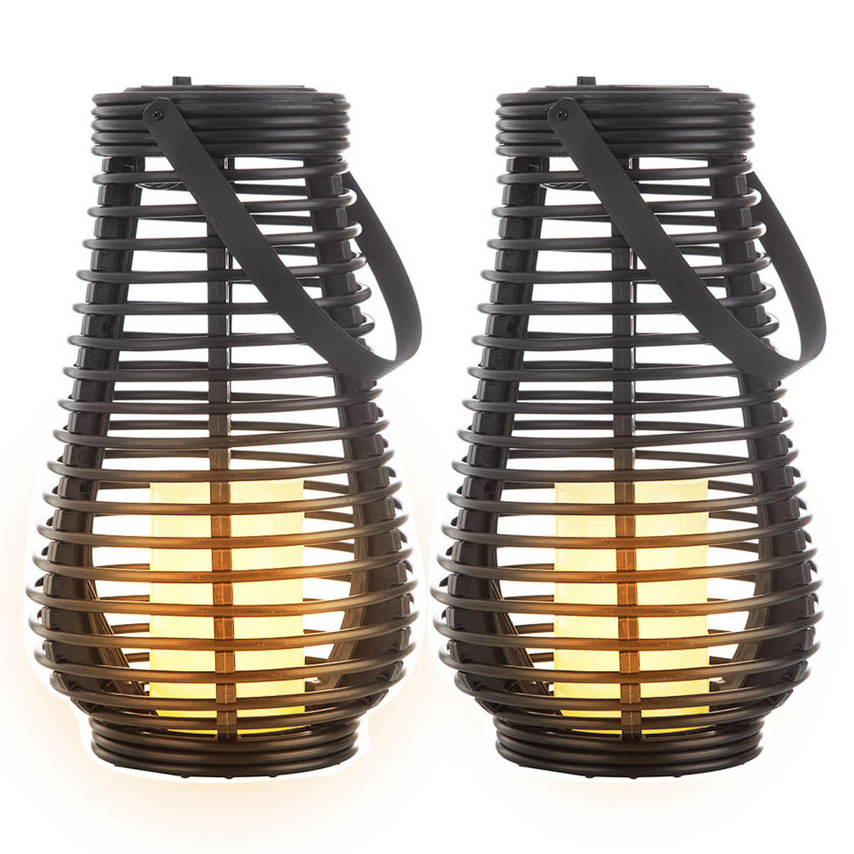 LED SOLARLAMPE Feuer-Effekt Schwarz - Schwarz, Kunststoff (18/18/26cm) - Nowa