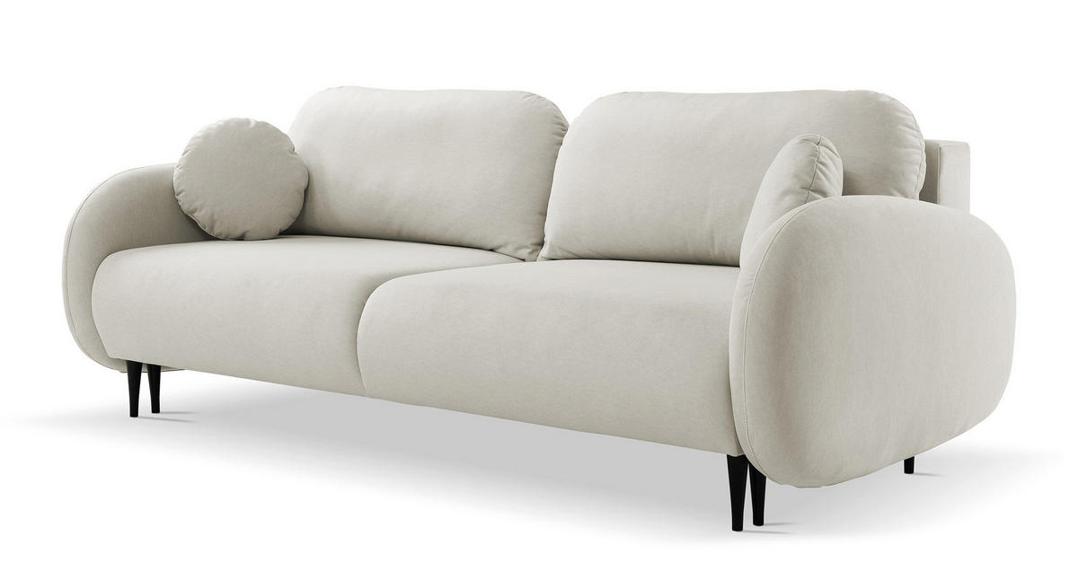 SCHLAFSOFA Bafra Hellbeige Velours - Ecru/Schwarz, Holz/Textil (232/92/102cm) - Selsey