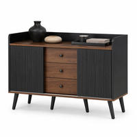 SIDEBOARD mit 3 Schubladen 117,5 x 40 x 80 cm Schwarz Holzoptik - Schwarz, Holzwerkstoff (117.5/80/39.5cm) - Meubliv