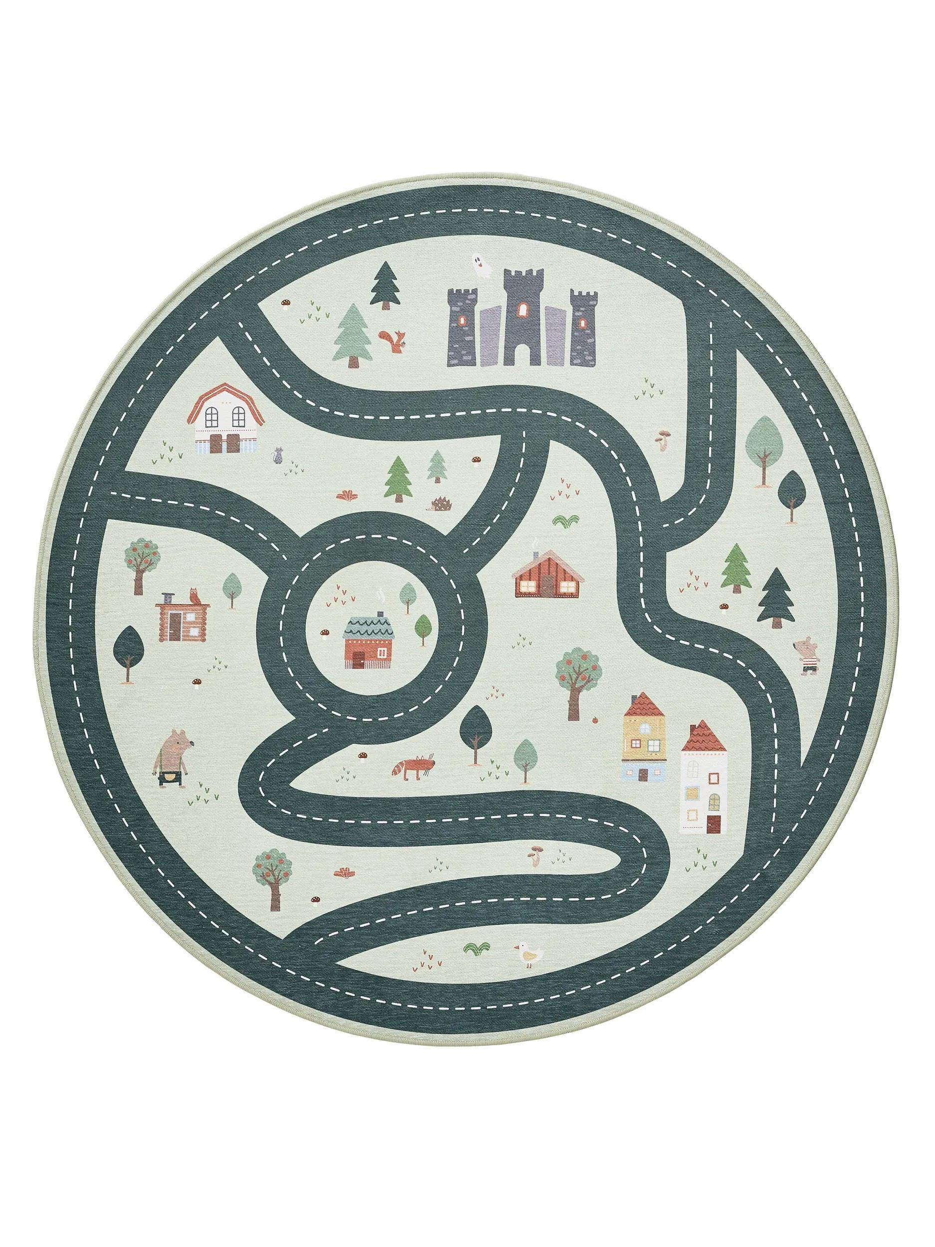KINDERTEPPICH Linus Grün ø 120 cm rund - Grün, Kunststoff/Textil (120/120cm) - benuta