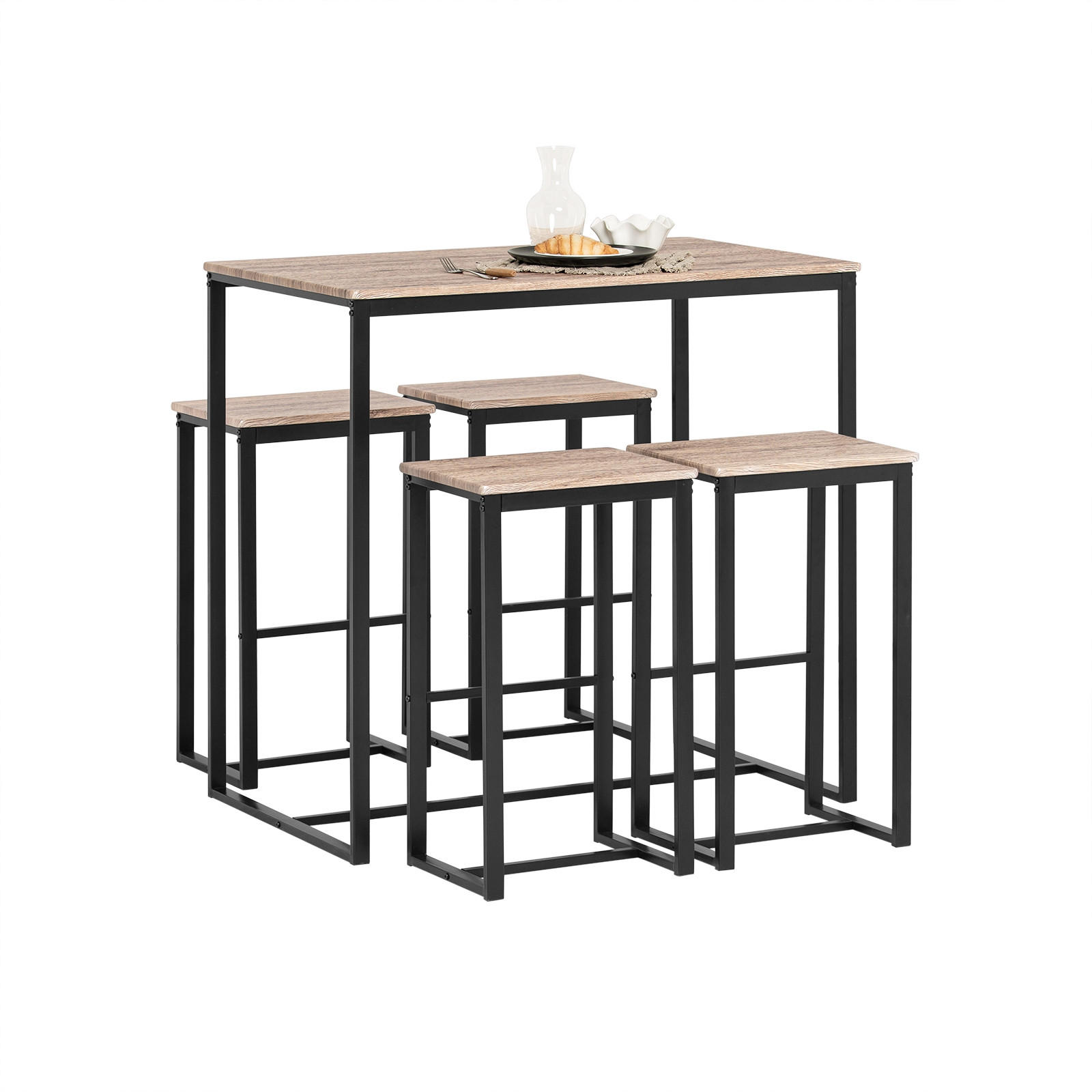 BARTISCH + 2 x BARHOCKER - Naturfarben, Holzwerkstoff (100/96/60cm) - SoBuy